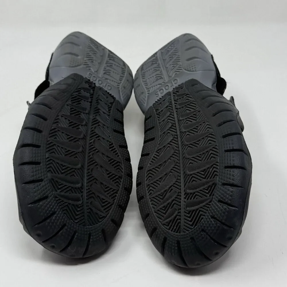 Crocs Swiftwater Mesh Deck Sandals Shoes Mens 8 Black Fisherman Water Comfort